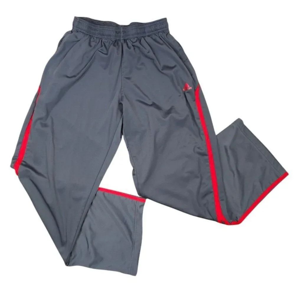 Adidas Track Pants Mens Size Medium Gray Red Athletic Warm Up 027344 AAL001